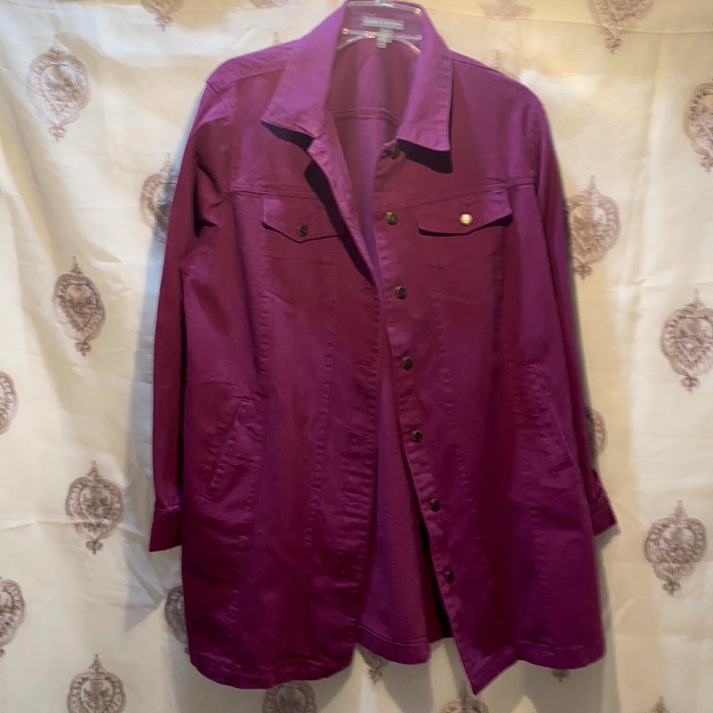JESSICA LONDON CRANBERRY LONG JEAN JACKET/COAT SZ 16 W